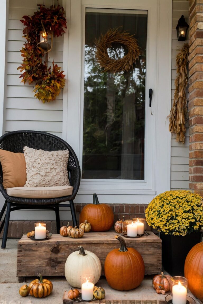 Fall porch decor, Outdoor fall decor, Autumn porch decorations, Cozy fall porch, Fall front porch ideas