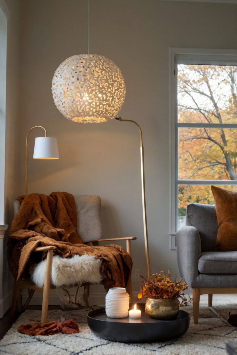 living room decor ideas, home decor inspiration, seasonal decorating, cozy fall decorations, interior design tips